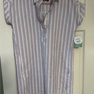 Magellan Outdoors Red and Blue Striped Casual Dress